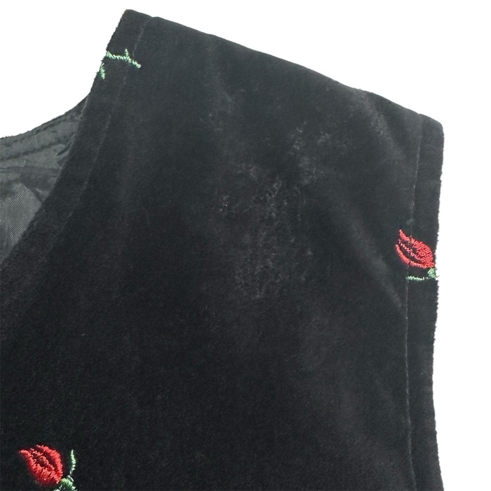 Vintage Stonebridge Velvet Red Rose Vest - Picture 3 of 5
